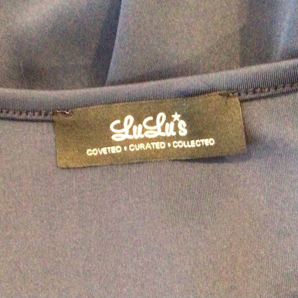 Lulu's Sheer Determination Skater Dress Sleeveless Navy Blue size XS - Picture 7 of 8